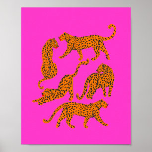Póster Leopardo abstracto con ilustracion labial rojo