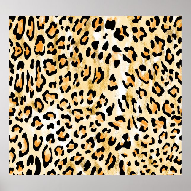 Póster Leopardo amarillo, dibujado a mano. (Frente)