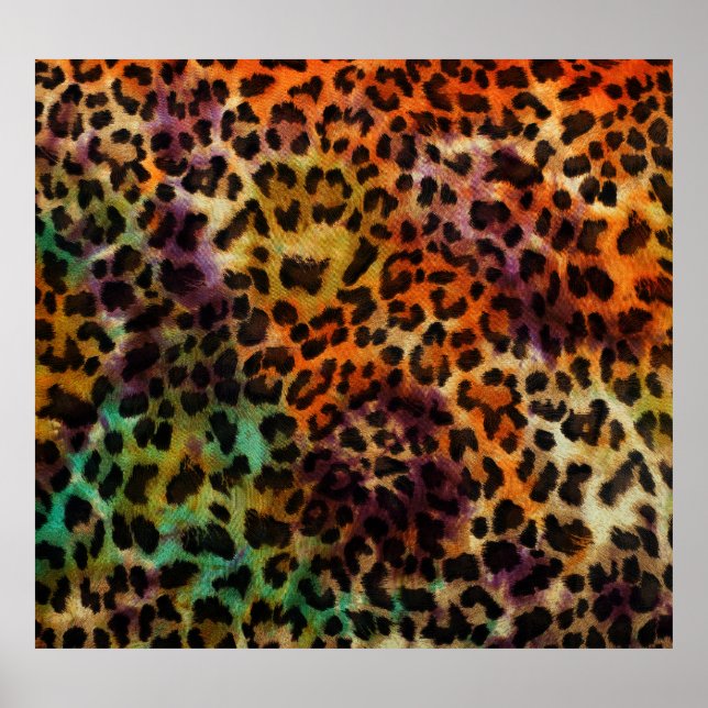Póster Leopardo colorido: Textura abstracta de época (Frente)