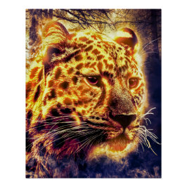 Póster Leopardo con iluminación