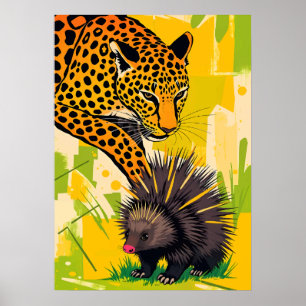 Póster Leopardo Conoce a Puercoespín – Encuentro Audaz en