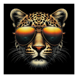 Póster Leopardo Cool con Gafas de Sol Leopardo con Estilo