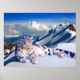 Póster Leopardo de la nieve en el techo del archivo mundi