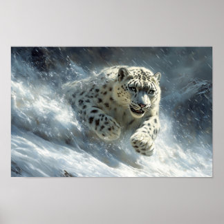Póster Leopardo de las Nieves Animal Salvaje Entorno Natu
