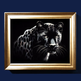 Póster Leopardo de niebla de dibujos de pasto duro