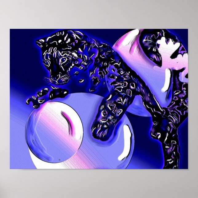 Póster leopardo de nieve y lunas (Frente)