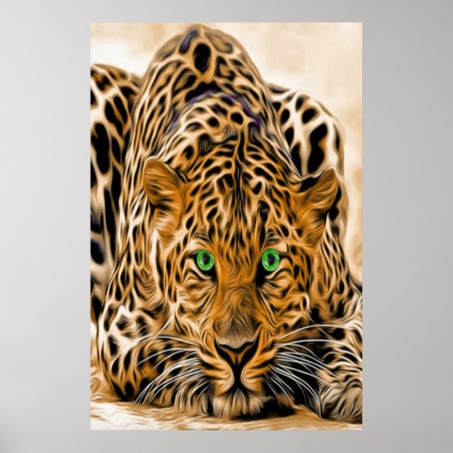 Póster Leopardo de ojos verde (Frente)
