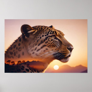 Póster Leopardo Doble Exposición Naturaleza animal Salvaj