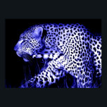 Póster Leopardo en Blue Night Poster Pop Art Wild Animale<br><div class="desc">Cara de las impresiones de los Posters leopardos - Coraje Motivacional / Confianza de los tigres de arte pop - Tones azules Cabeza de tigre / Retrato de arte animal digital - Tiger Eyes Imagen de arte pop - Cabeza de retrato de leopardo - Imágenes digitales de grandes gatos salvajes...</div>