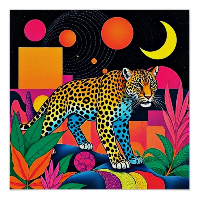 Póster Leopardo en follaje (Anverso)