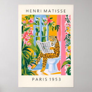Póster Leopardo en un inodoro, divertido cartel de baño, 