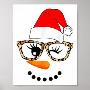 Póster Leopardo Gles Santa Claus Muñeco de Nieve Cara Nav