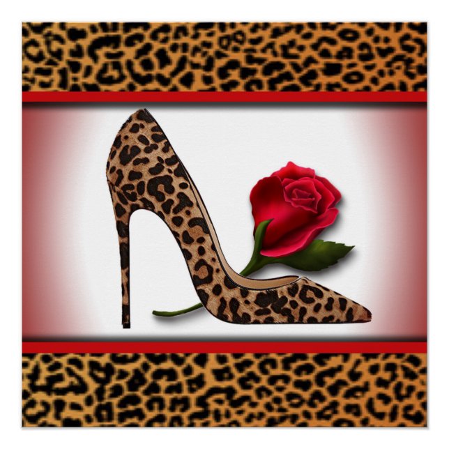 Póster Leopardo High Heel & Red Rose (Anverso)
