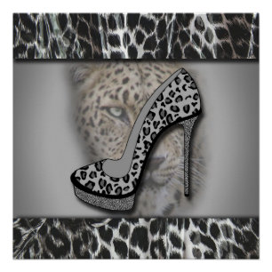 Póster Leopardo Imprimir alto talón con leopardo