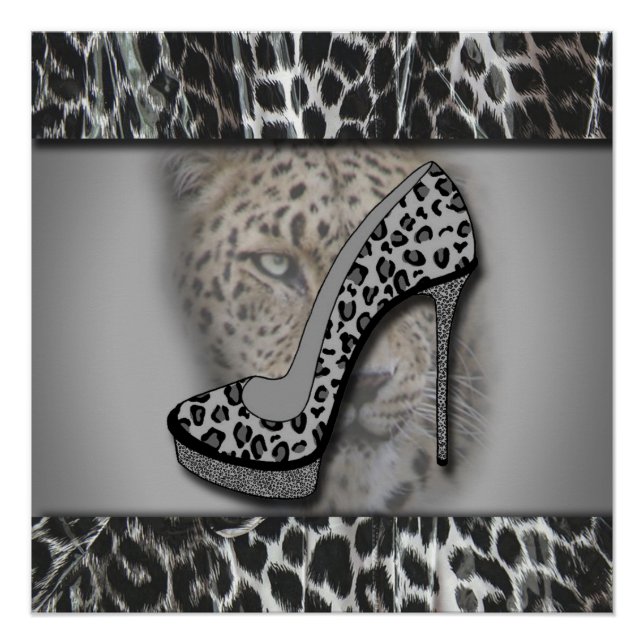 Póster Leopardo Imprimir alto talón con leopardo (Anverso)