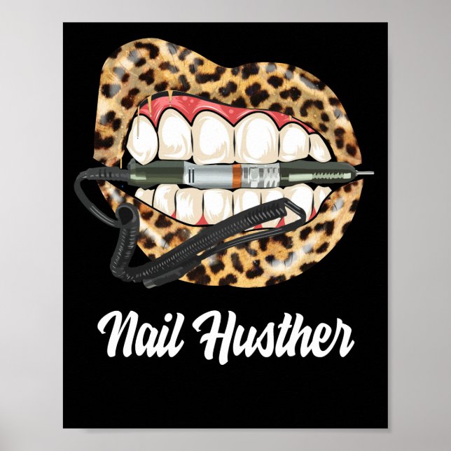 Póster Leopardo Lips con uña Guay de un técnico de uñas (Frente)