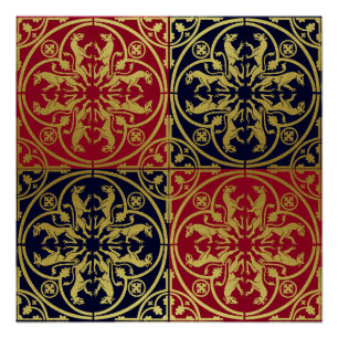 Póster Leopardo Metálico del León de la Heraldo del Renac