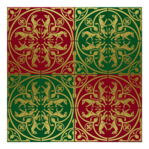 Póster Leopardo Metálico del León de la Heraldo del Renac