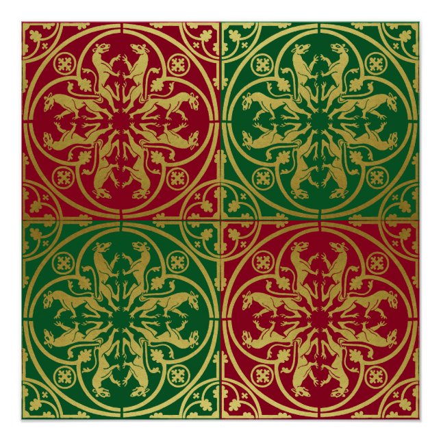 Póster Leopardo Metálico del León de la Heraldo del Renac (Anverso)