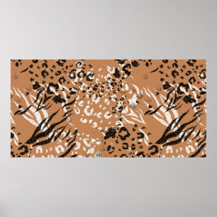 Póster Leopardo moderno. Diseño. Fondo. Naturaleza salvaj