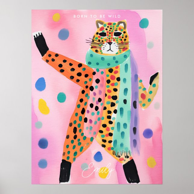 Póster leopardo nacido como poster de habitación de un ni (Frente)