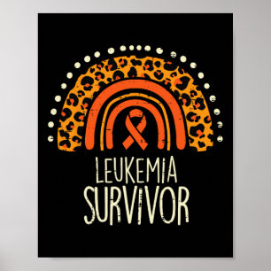 Póster Leopardo Naranja arcoiris Ribón Sobreviviente Leuk