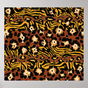 Póster Leopardo, pieles de tigre, patrón salvaje.