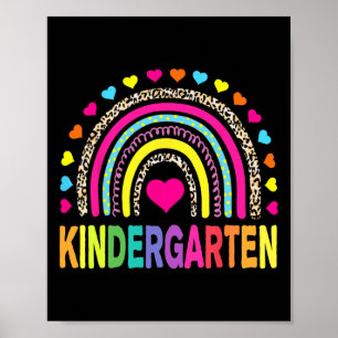 Póster Leopardo Rainbow Kindergarten profesor primer día 