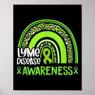 Póster Leopardo Rainbow Lime Green Ribbon Lyme Disease Aw