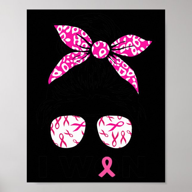 Póster Leopardo retro de conciencia sobre el cáncer de ma (Frente)