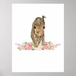 Póster Leopardo, Rosa leopardo, flor leopardo