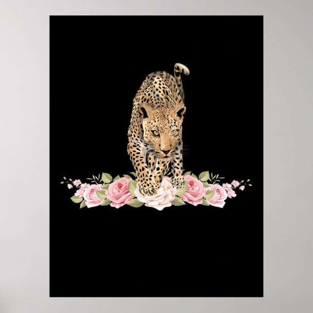 Póster Leopardo, Rosa leopardo, flor leopardo (Frente)