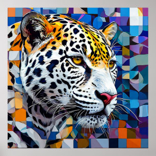 Póster Leopardo sobre fondo azul