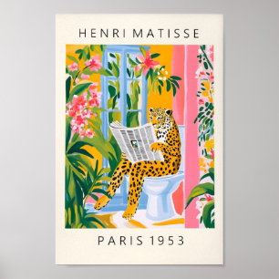 Póster Leopardo Sobre Un Baño, Funny Poster De Baño, Mati