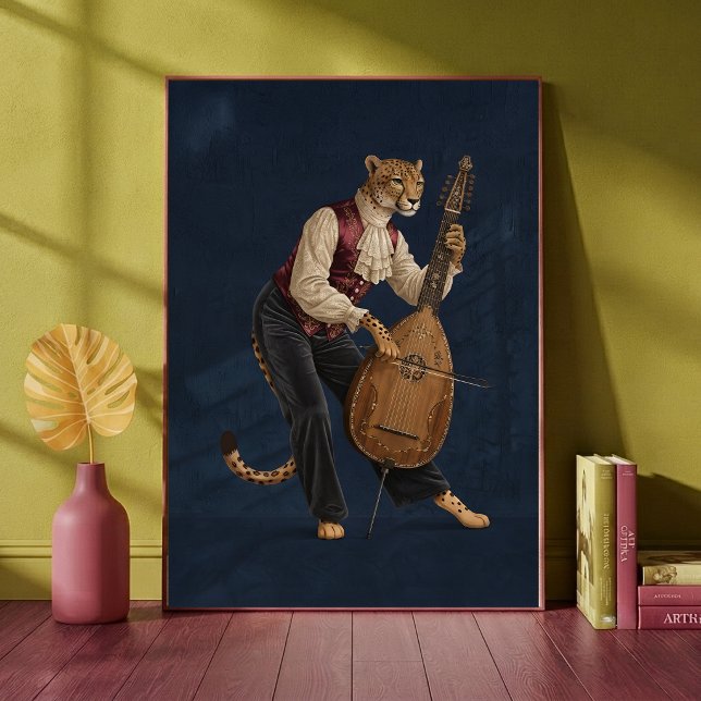 Póster Leopardo Sofisticado Tocando el Cello Musical  (Subido por el creador)