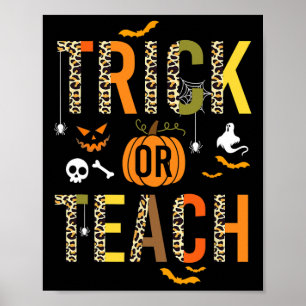 Póster Leopardo Trick O Enseñanza Escuela Halloween Cae A