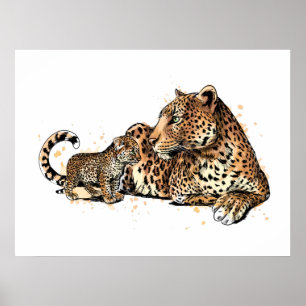 Póster Leopardo Y Cubo