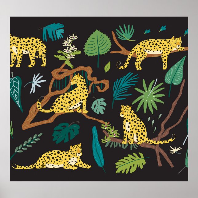 Póster Leopardos de la jungla: Ilustraciones de vida salv (Frente)