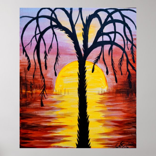 Póster Lepidodendrón en la puesta de sol carbonífera (Frente)