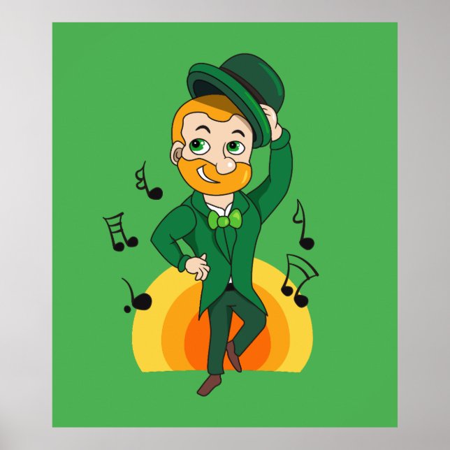 Póster Leprechaun bailando, personalizado de San Patricio (Frente)
