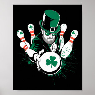 Póster Leprechaun Bowling St. Patrick's Day Lucky Men Boy