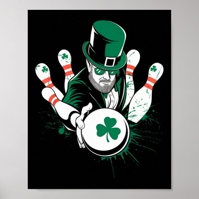 Póster Leprechaun Bowling St. Patrick's Day Lucky Men Boy (Frente)