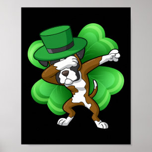 Póster Leprechaun Boxeador Irlandés Divertido de San Patr
