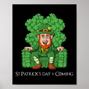Póster Leprechaun En Clover Throne St Patricks Day Boys G