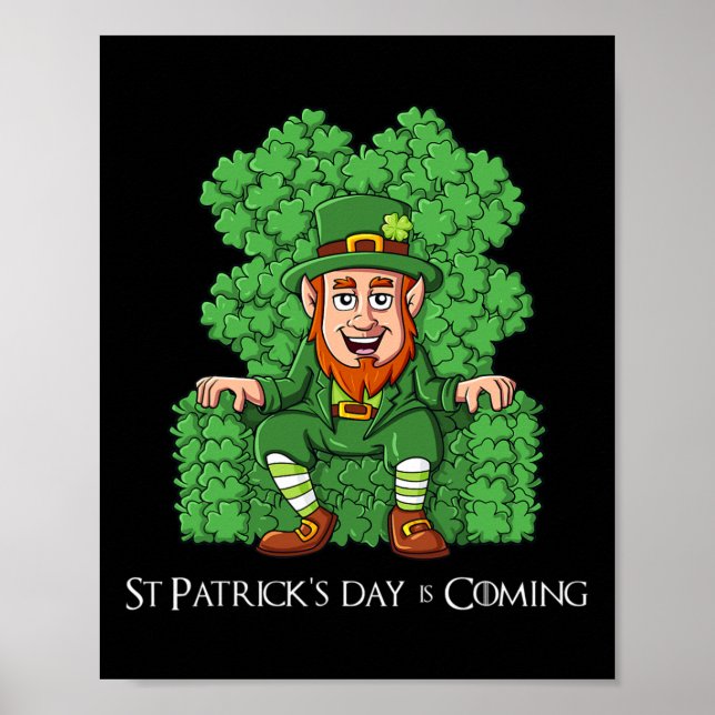 Póster Leprechaun En Clover Throne St Patricks Day Boys G (Frente)