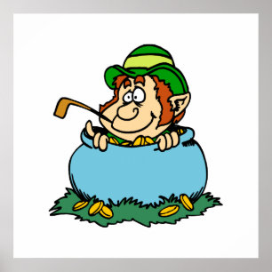 Póster Leprechaun en la olla de oro