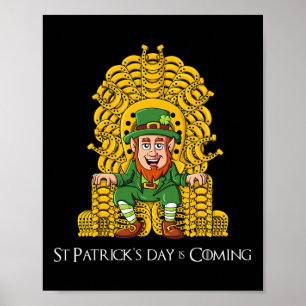 Póster Leprechaun Horse Shoe Throne St Patricks Day Boys
