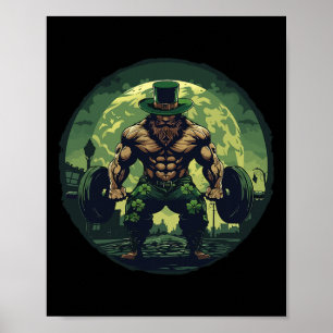Póster Leprechaun Lifting Weiting Bodybuilding Gym St Pat
