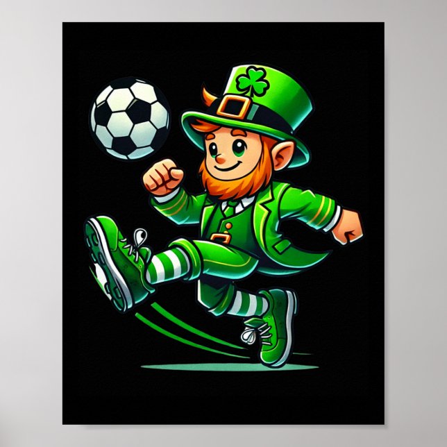 Póster Leprechaun Soccer St Patricks Day Player Boys Men  (Frente)