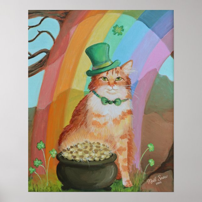 Póster Leprechaun St. Patrick’s Day Tabby Cat Wall Art (Frente)